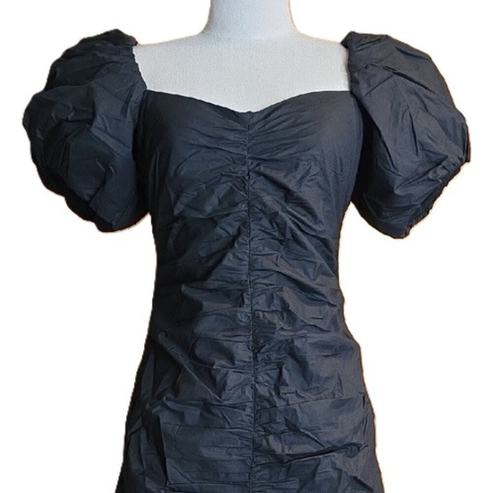 NEW RHODE TESSA RUCHED BLACK POPLIN MIDI DRESS SIZE 4 - Picture 4 of 12